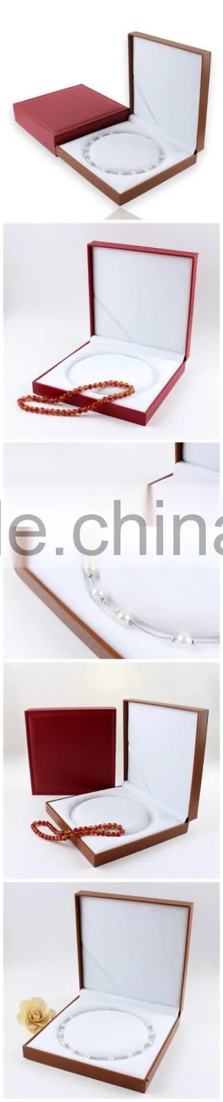 Handmade Square Leather Jewelry Box Pearl Necklace Box