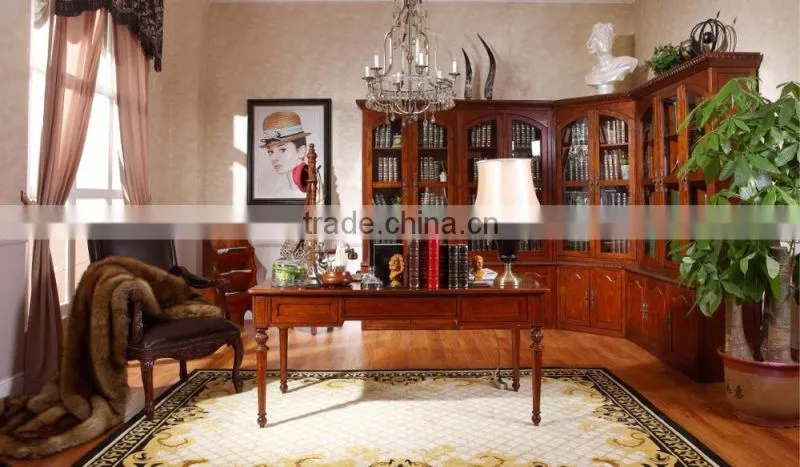 latest export study room furniture /home American style furntitures/hand carved bookcase setsAS11