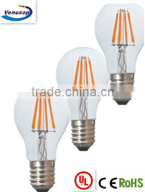 A60 8W LED Filament bulb lights led lamps E27 dimmable