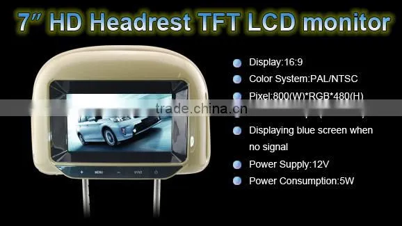 TOPS 7 Inch HD Headresr TFT LCD Digital Sreen Monitor with Touch Button