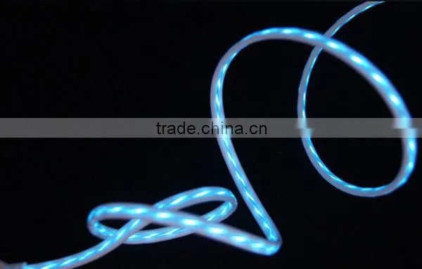 micro usb2.0 led usb cable for mobile phone data transfer and charging 0.8m