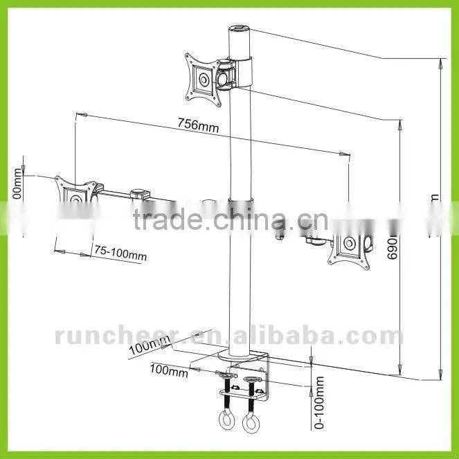 LCD4802-T Desk Mounting Bracket for Triple Monitors