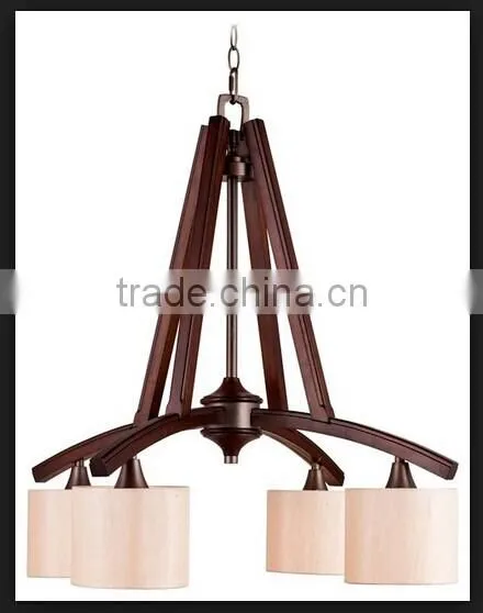 New solid wood chandelier Modern ceiling light fixture 4 shades