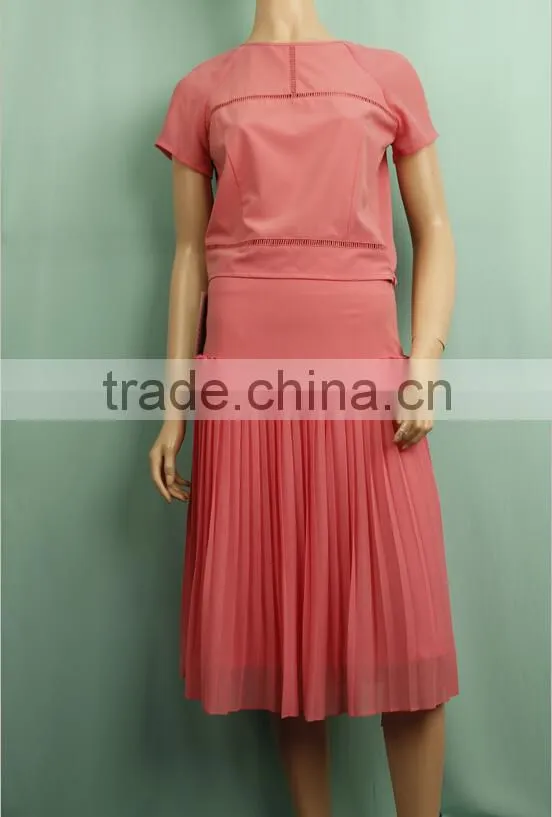 2016 Casual wear ladies designer pink skirt suits