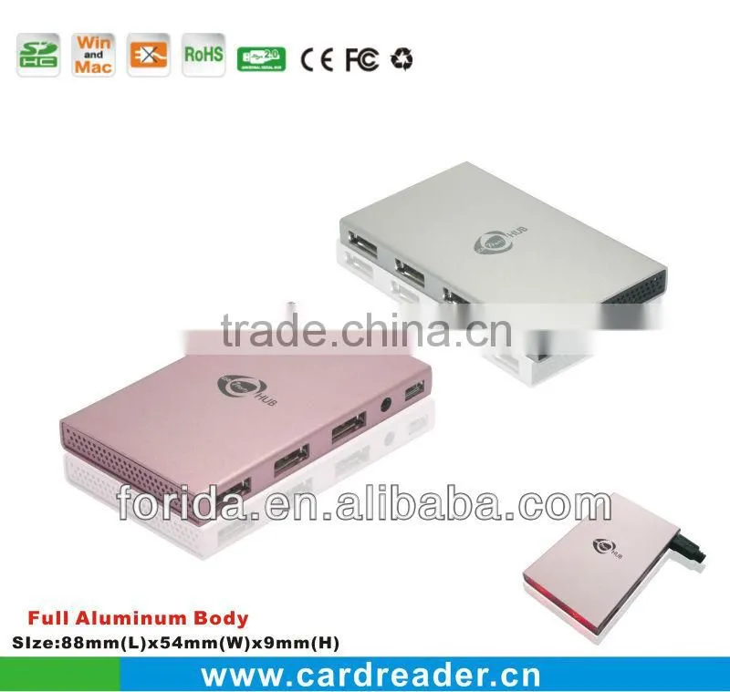 With Red LED light 7 Ports HI-Speed full aluminum USB 2.0 HUB