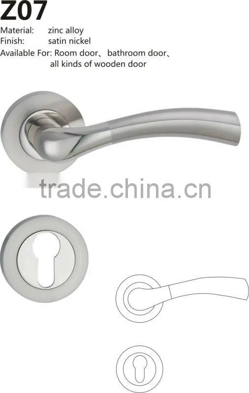wooden Brushed Nickel zamac door handle set