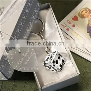 Hot sale crystal dice shape keychain with LED light for promotional gift