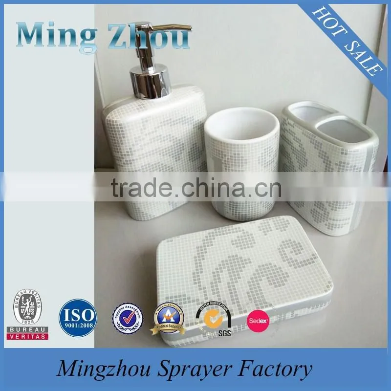 Ritzy Ceramic Bathroom Accessories Set Holder 4 pcs : tumbler, soap dish, dispenser, toothbrush holder