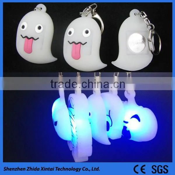 cute shape glow in the dark silicone mini led flashlight keychain