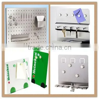 Metal Wall Mounted Memo Board with key holder and Magnetic Bullets