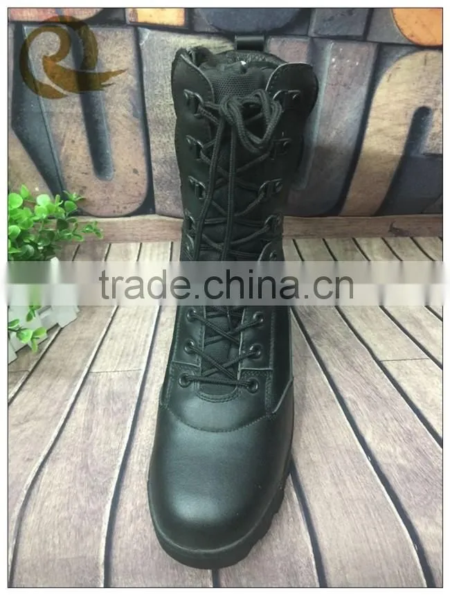 Fashion black cheap price breathable leather military tactical combat boots