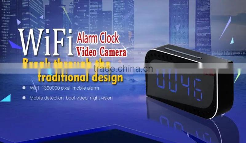 HD 720P H.264 Wide Angle Lens WIFI Alarm Clock ,Motion Detection SPY WIFI Alarm Clock Camera