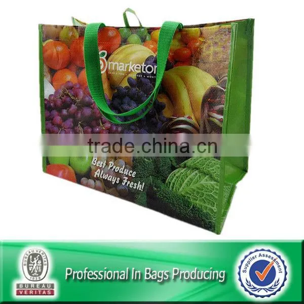 Eco-friendly laminated woven polyester wholesale reusable shopping bags