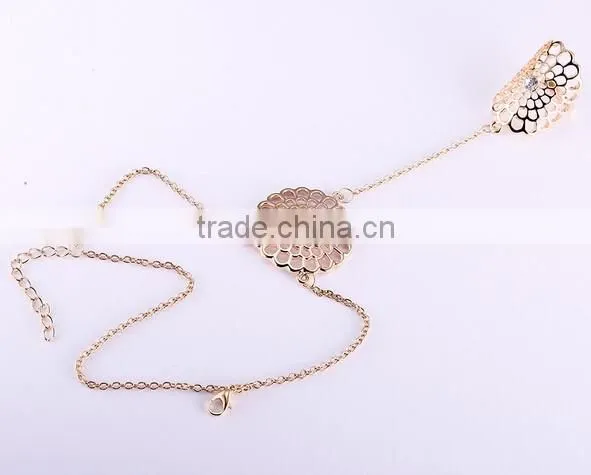 Latest gold finger ring designs hollow sun shape gold women's finger ring bracelet