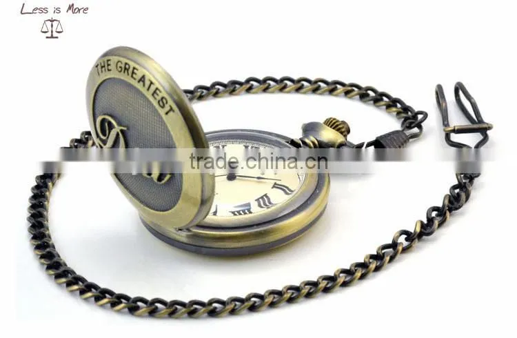 wholesale Antique brass pocket watch necklace as Best love for dad