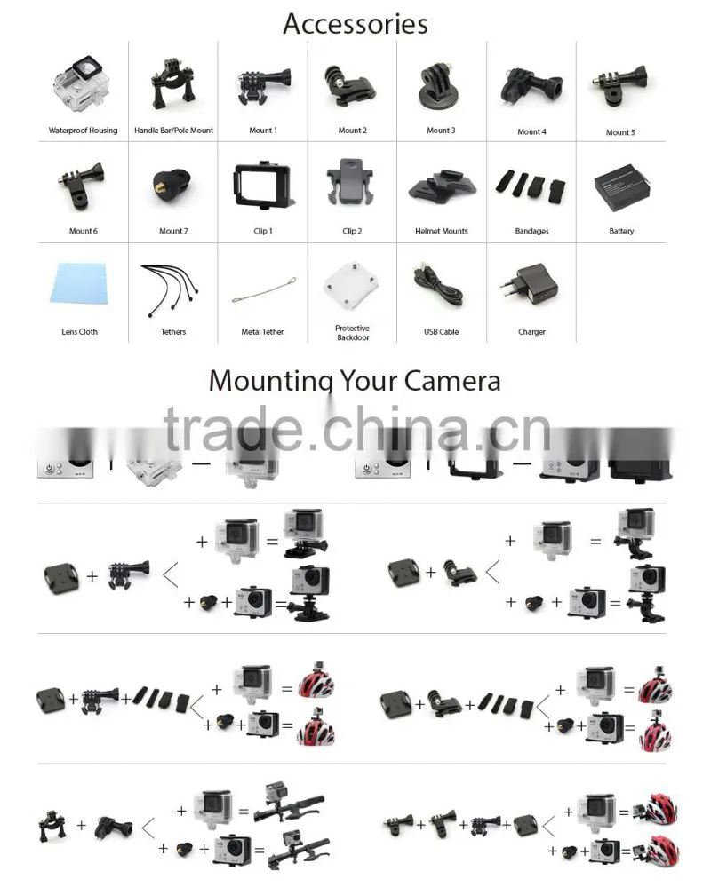 Be Unique !! Ausek Dual Lens 4K 30fps Wifi Sport Camera 2.4G Action Camera