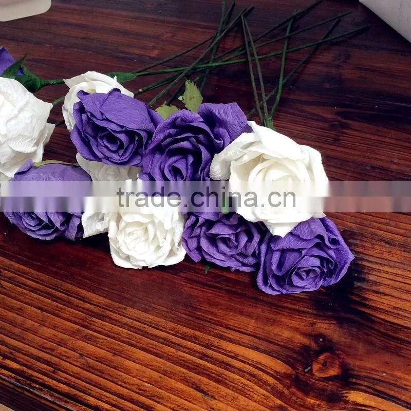 craft crepe paper flower, purple crepe paper flower, wedding decoration flower