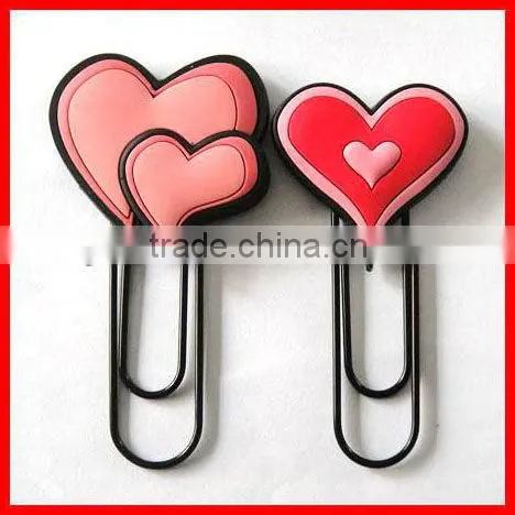Strawberry style soft PVC book mark with metal clips (MYD-2113)