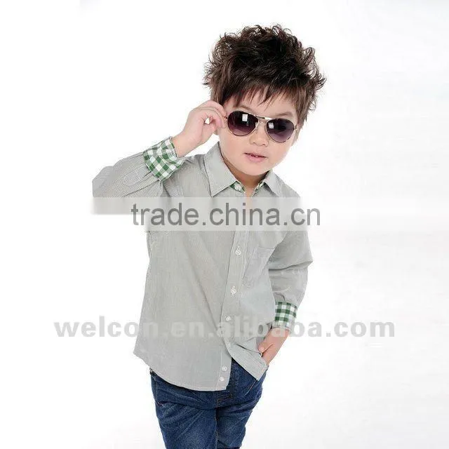 new fashion design brand long sleeve boys shirt 100% cotton boys clothes