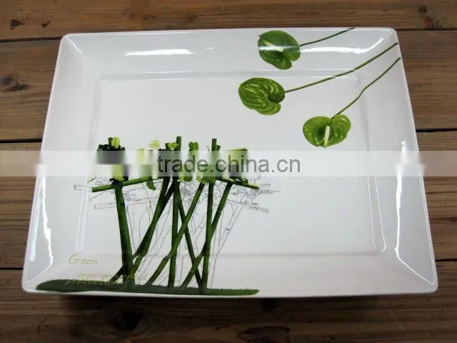 Rectangle Ceramic Decal Dinner Deep Plate