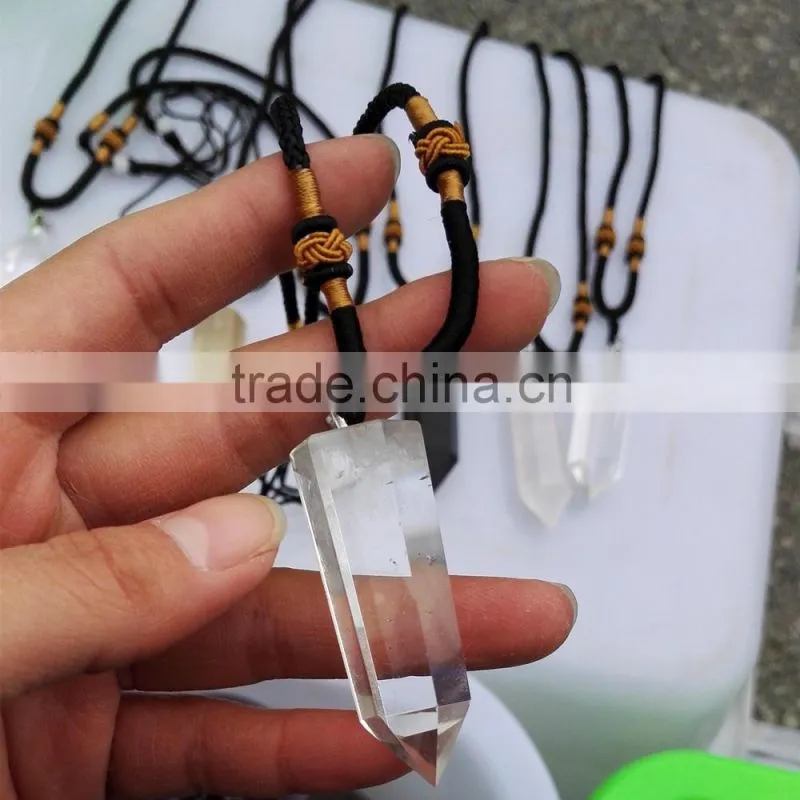 natural rock clear crystal obsidian amethyst smoky quartz gemstone point crystal pendant