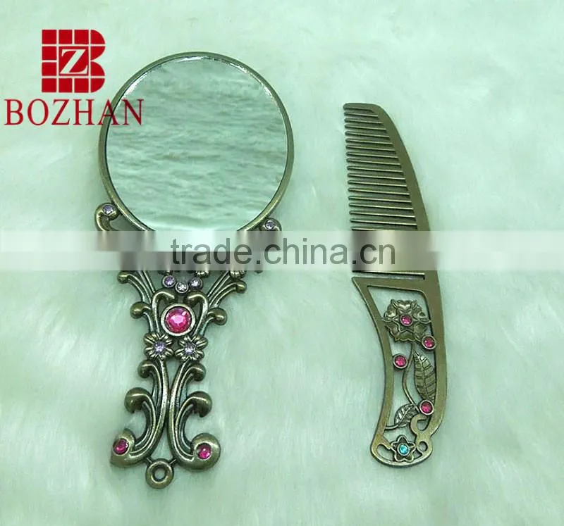 Vintage grape rhinestone mirror set/grape vintage vanity mirror set