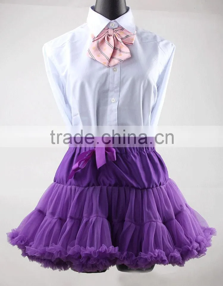 Purple Ruffled Fluffy Tutu Skirt With Bow