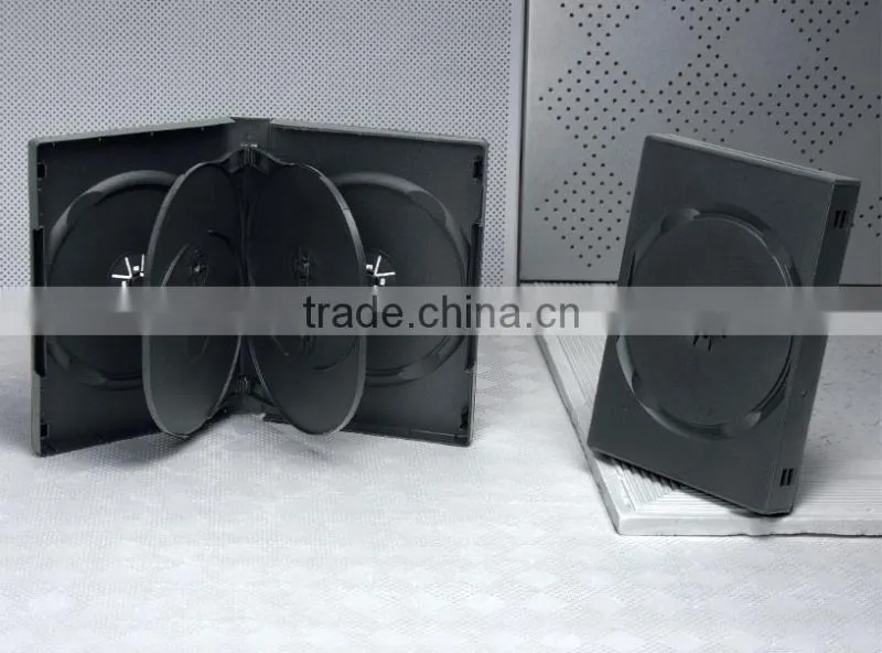 22mm Thick Multi 5 discs Black Plastic DVD Case With 2 Trays