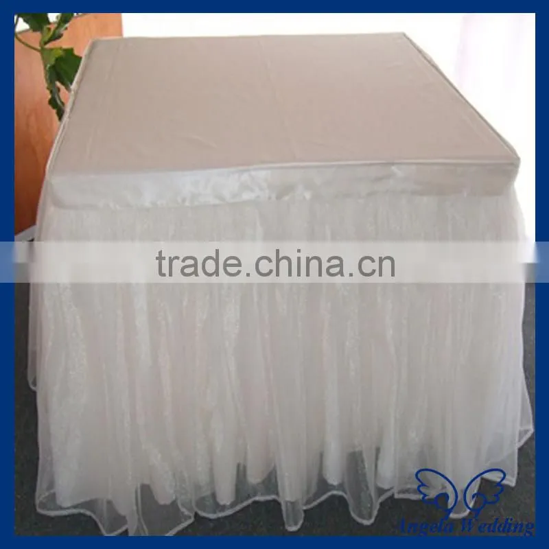 SK011D New arrival hot beautiful decorative blush pink bridal ruffled wedding organza table skirt