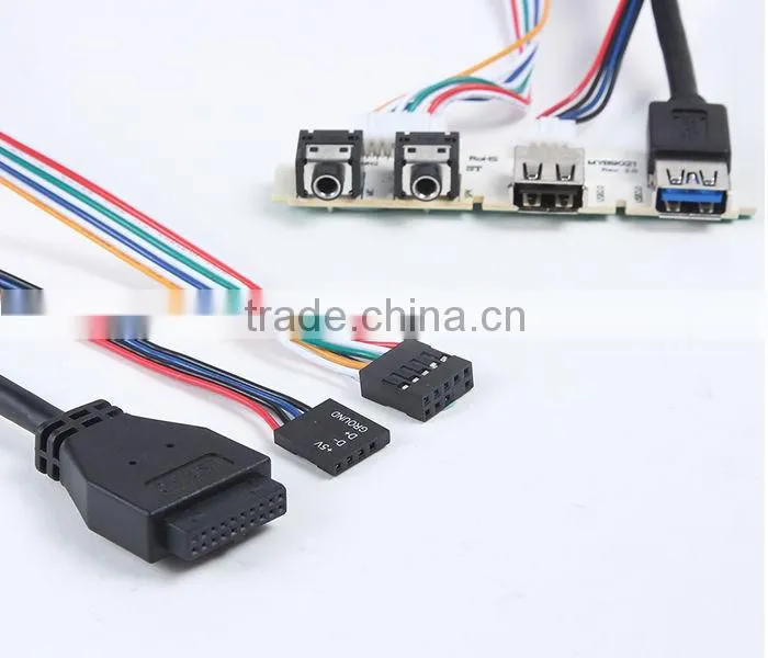USB 3.0 Panel mounted cable adding two USB ports and audio port for PC