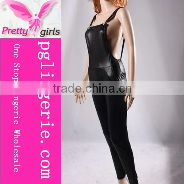Popular women's sexy leather halter backless bodycon costumes