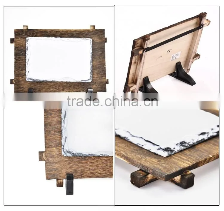 Promotional gifts customed L17*H12*W0.9CM blank wooden frame sublimation image rock