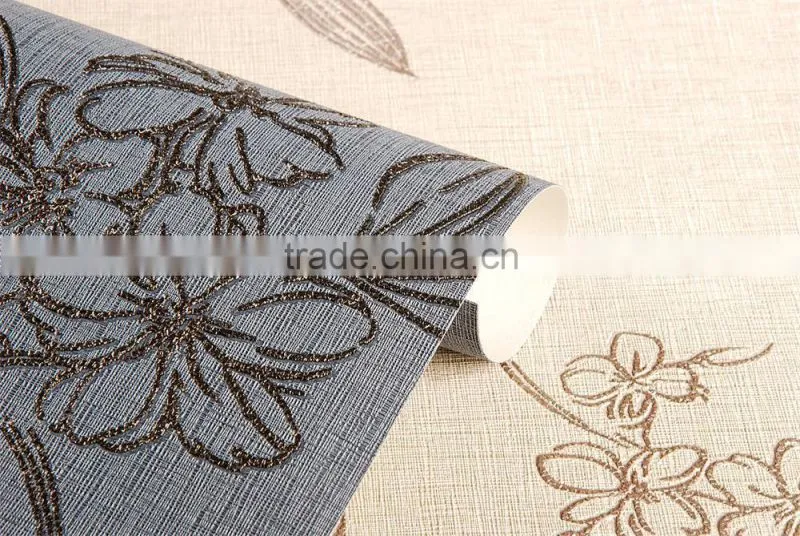 floral sky blue color home decor wallpaper