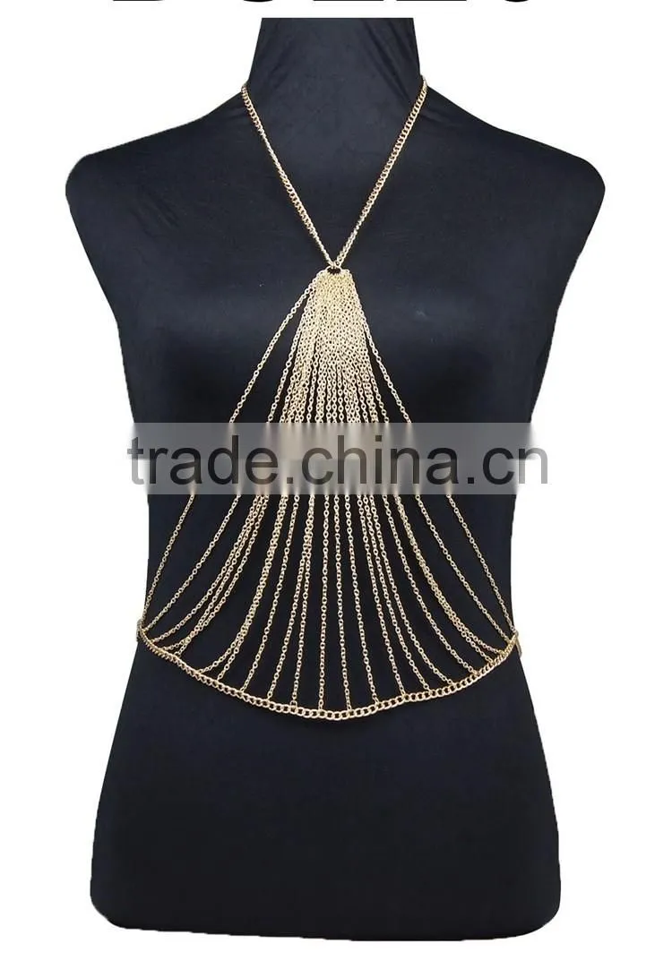 Trendy punk alloy tassel body chain