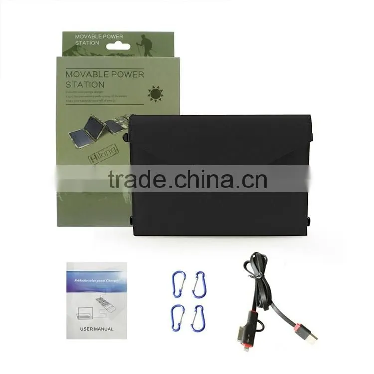 6V 14W Solar Panel Charger Dual Output Folding Foldable Solar Charger For Mobile Phone iPad Tablet