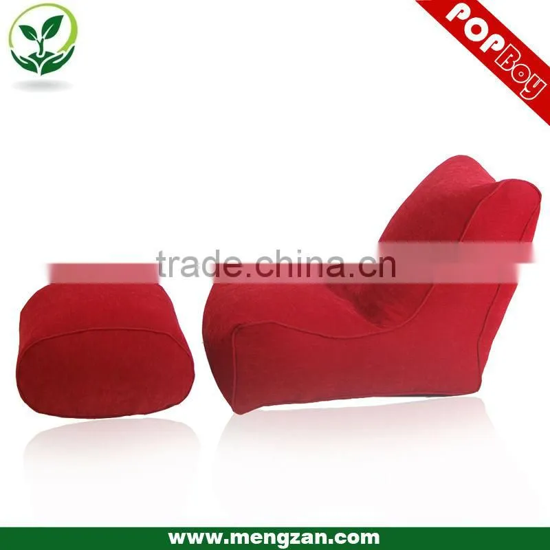 Cozy indoor beanbag lounger, high back bean bag recliner coupled with a foot-rest stool
