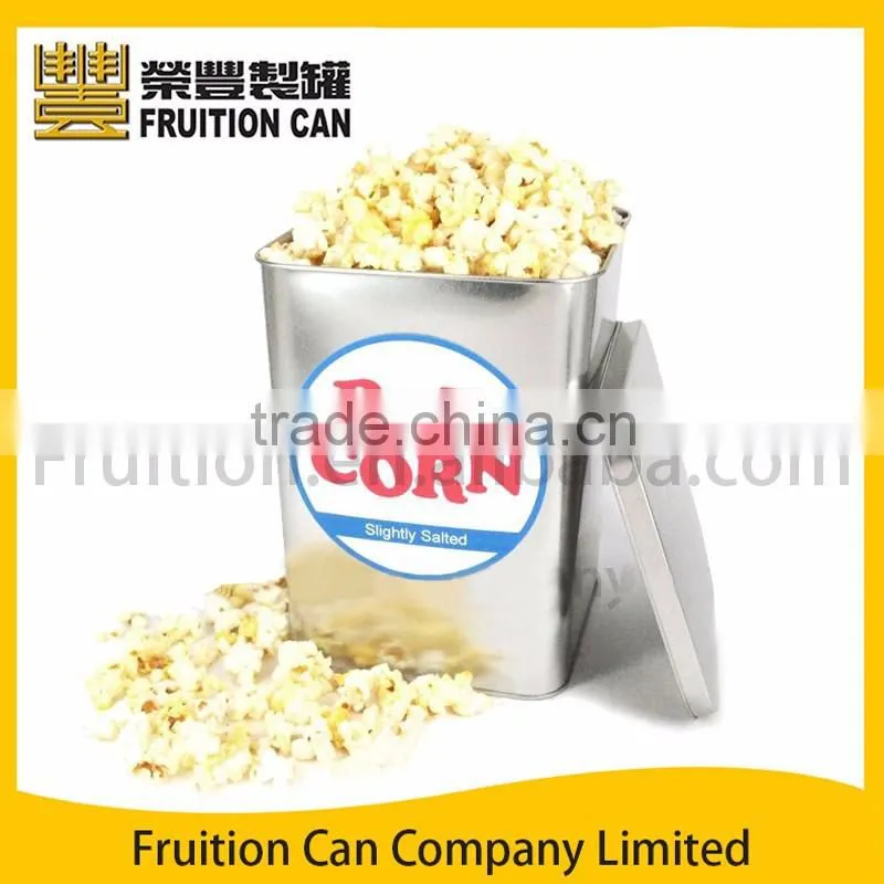 Large Square Popcorn Tin with Slip Lid