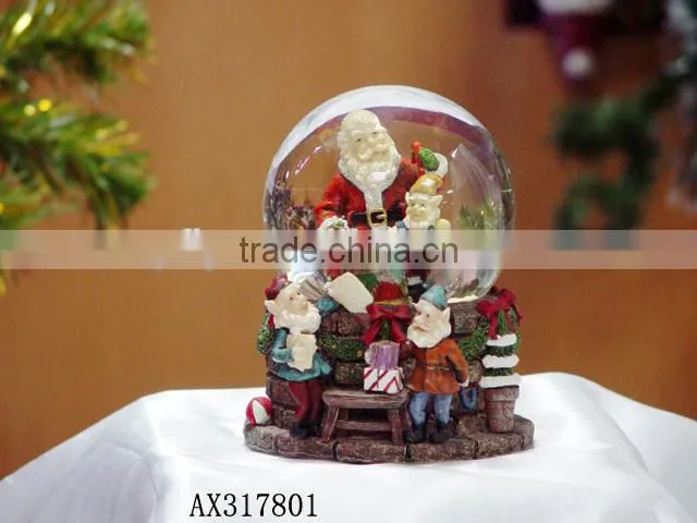 Customized music crystal glass snow ball for Christmas gift resin Craft / christmas glass snow ball