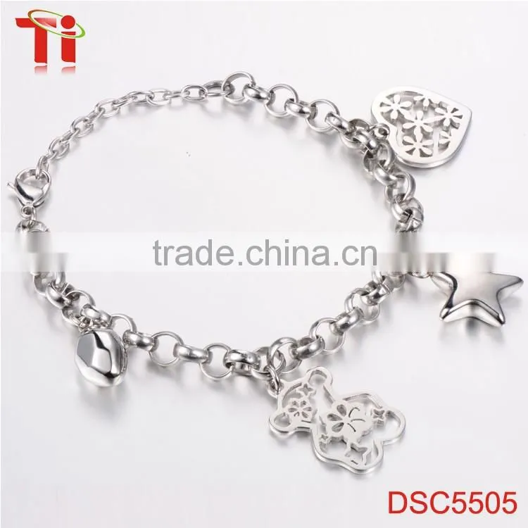 Stainless steel bracelet for girls, exquisite bracelet with adjustable end, fine chain stainless steel jewelry gift