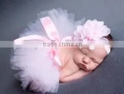 Baby tutu dress matched boutique headband baby photography props designed for newborn baby