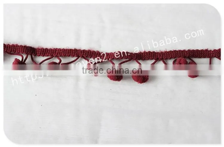 Hot sales cute 2cm width polyetser indian pom pom trims for garment/bags