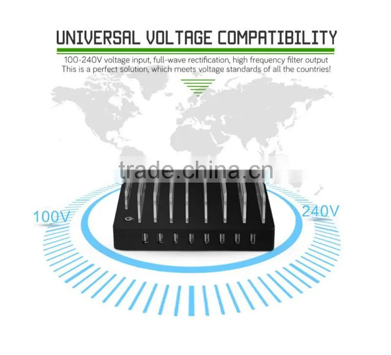 New Arrival Fashion VOXLINK Humanized Design 8-Port USB Charger With Transparent bracket PSE Black