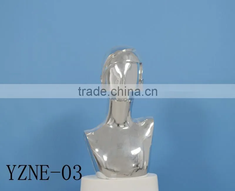 Electroplating faceless head mannequin for jewelry display with bust