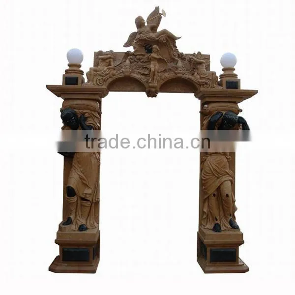 Figure Stone Carved Door Frame with Light