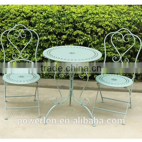 Lovely stylish wrought iron patio set outdoor furniture 2 chairs 60cm round