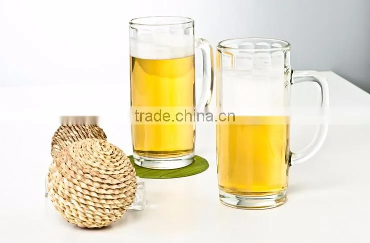 Haonai Promotional glass beer mugs with handle and custom logo