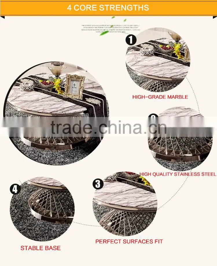 C381 Living Room Stainless Steel Marble Coffee Table