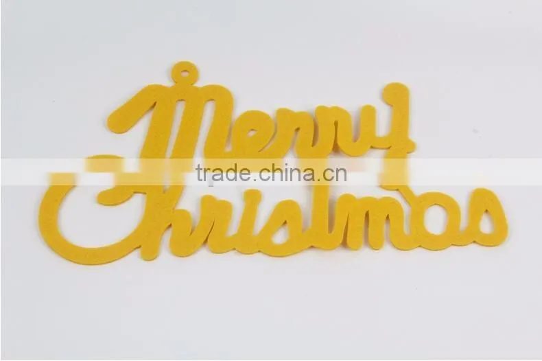 40cm non-woven fabrics yellow english letters cards Merry Christmas letters The Christmas tree decorations