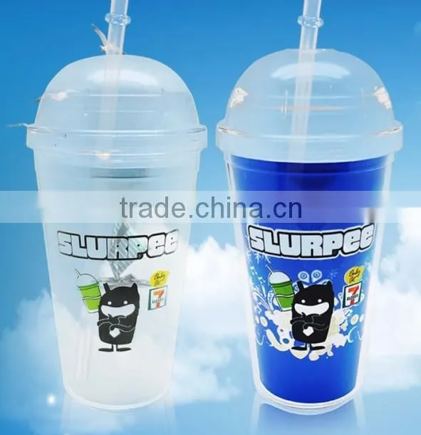 BPA free good grade acrylic tumbler with dome lid and straw with design