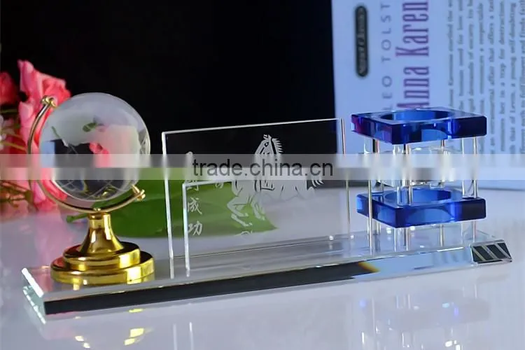 JINGYAGE Office Table Set Crystal Pen Holder Set Horse Pen Holder
